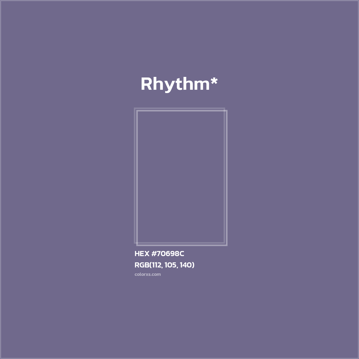 #70698C hex color. RGB, RYB, CMYK, HSL, HSV codes and color conversions. Matching color names, palettes, paints.