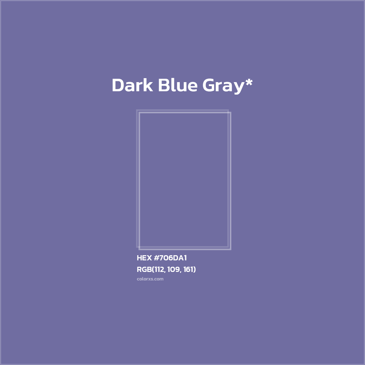 #706DA1 hex color. RGB, RYB, CMYK, HSL, HSV codes and color conversions. Matching color names, palettes, paints.