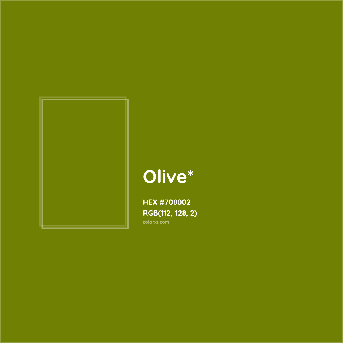 #708002 hex color. RGB, RYB, CMYK, HSL, HSV codes and color conversions. Matching color names, palettes, paints.