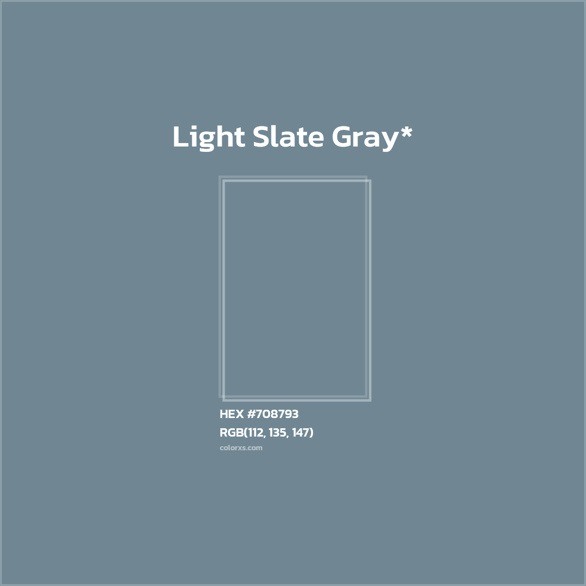#708793 hex color. RGB, RYB, CMYK, HSL, HSV codes and color conversions. Matching color names, palettes, paints.