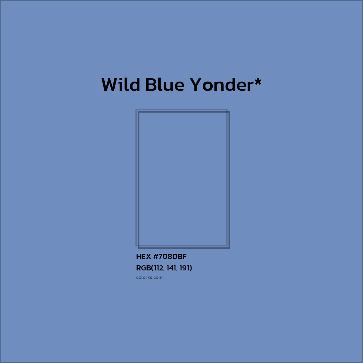 #708DBF hex color. RGB, RYB, CMYK, HSL, HSV codes and color conversions. Matching color names, palettes, paints.