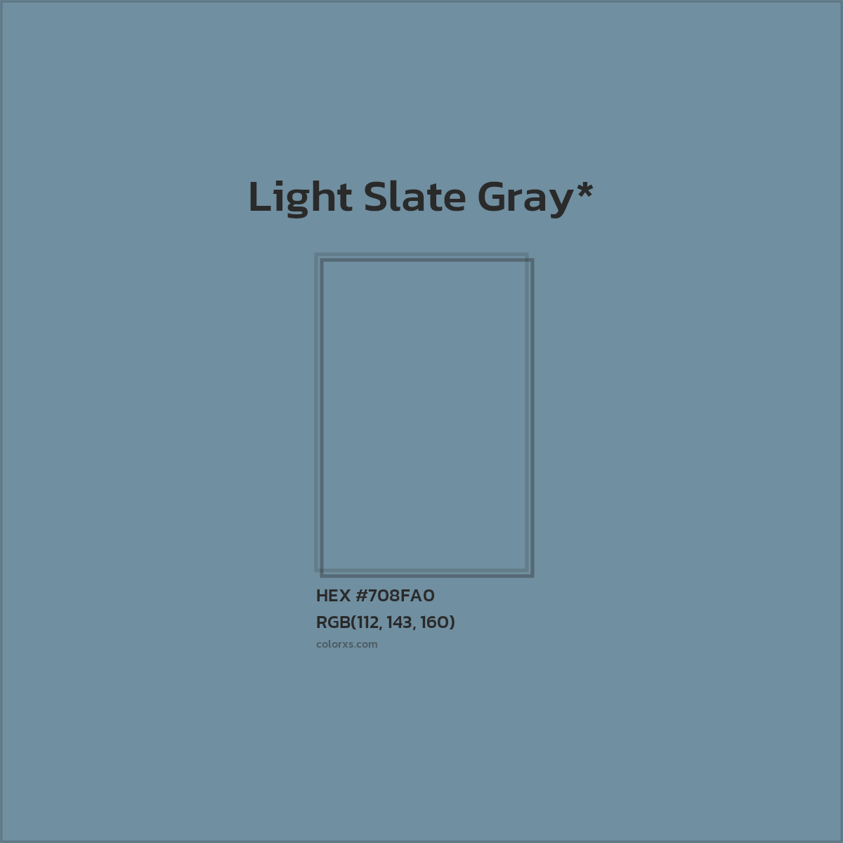 #708FA0 hex color. RGB, RYB, CMYK, HSL, HSV codes and color conversions. Matching color names, palettes, paints.