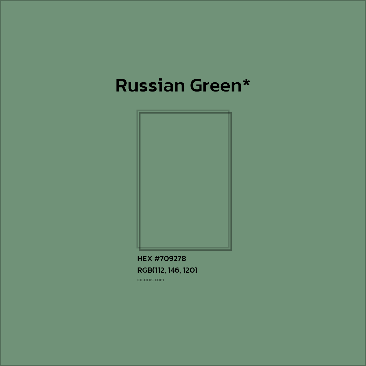 #709278 hex color. RGB, RYB, CMYK, HSL, HSV codes and color conversions. Matching color names, palettes, paints.