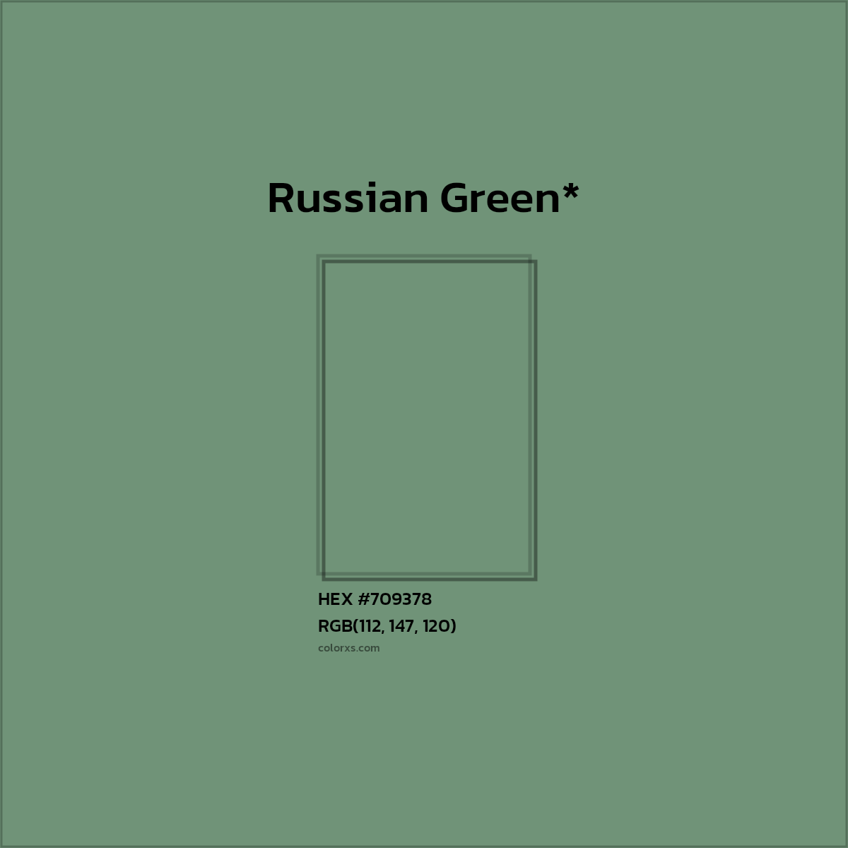 #709378 hex color. RGB, RYB, CMYK, HSL, HSV codes and color conversions. Matching color names, palettes, paints.