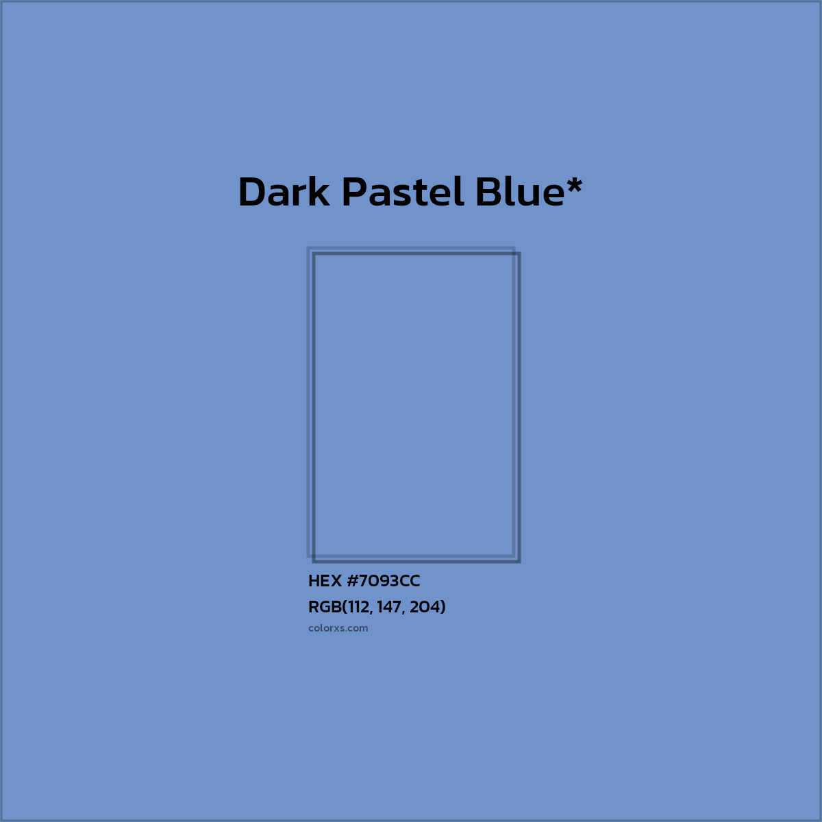 #7093CC hex color. RGB, RYB, CMYK, HSL, HSV codes and color conversions. Matching color names, palettes, paints.