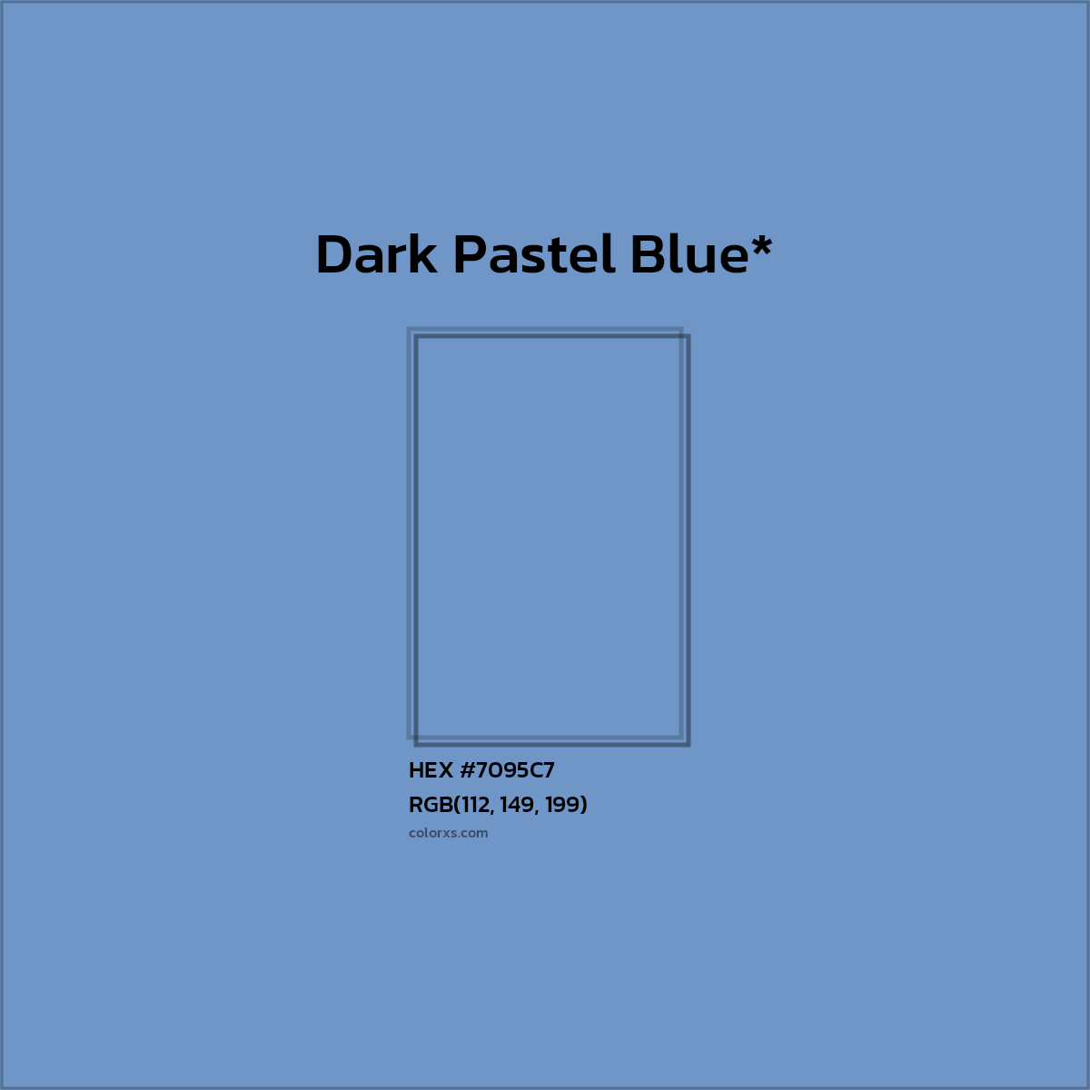 #7095C7 hex color. RGB, RYB, CMYK, HSL, HSV codes and color conversions. Matching color names, palettes, paints.