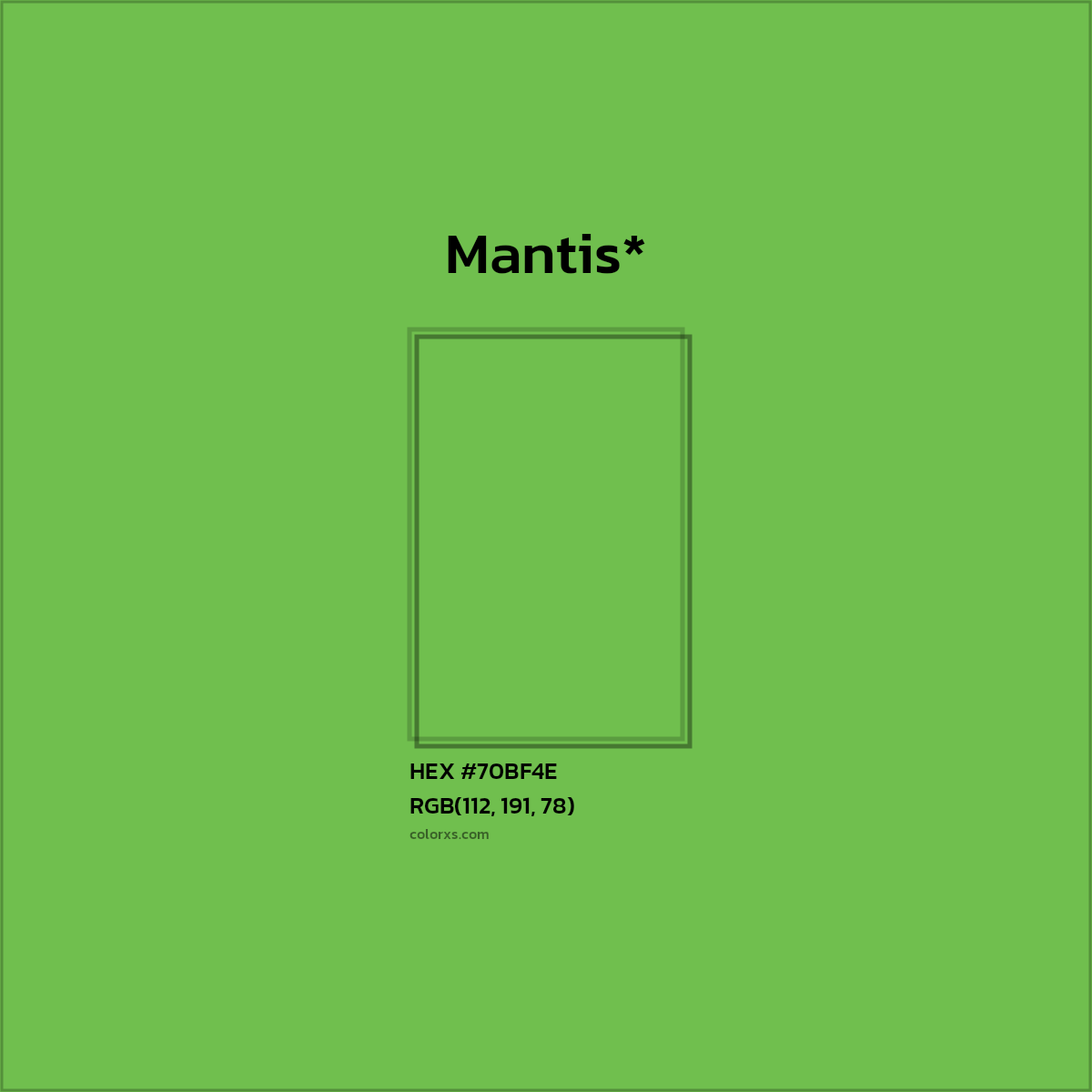#70BF4E hex color. RGB, RYB, CMYK, HSL, HSV codes and color conversions. Matching color names, palettes, paints.
