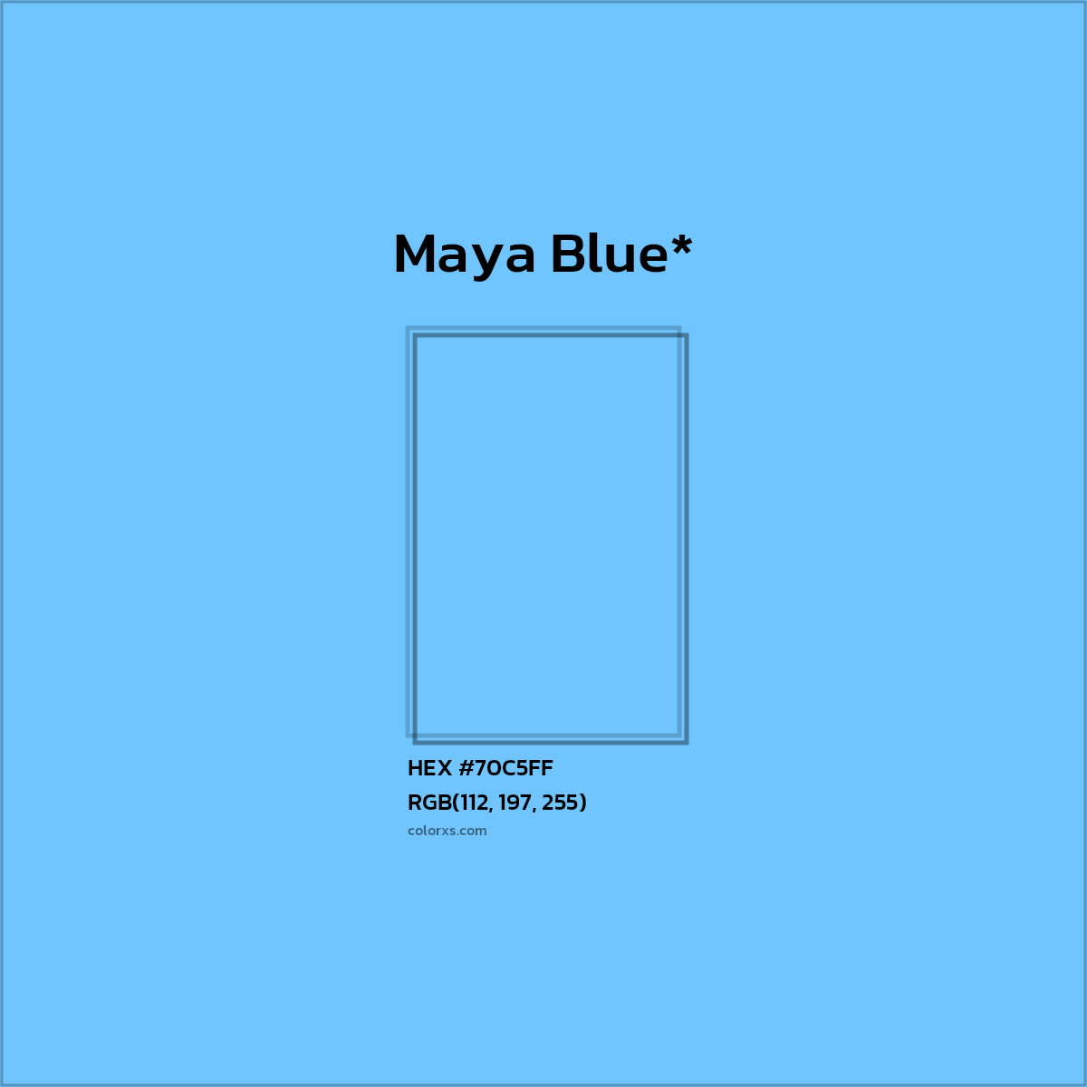 #70C5FF hex color. RGB, RYB, CMYK, HSL, HSV codes and color conversions. Matching color names, palettes, paints.