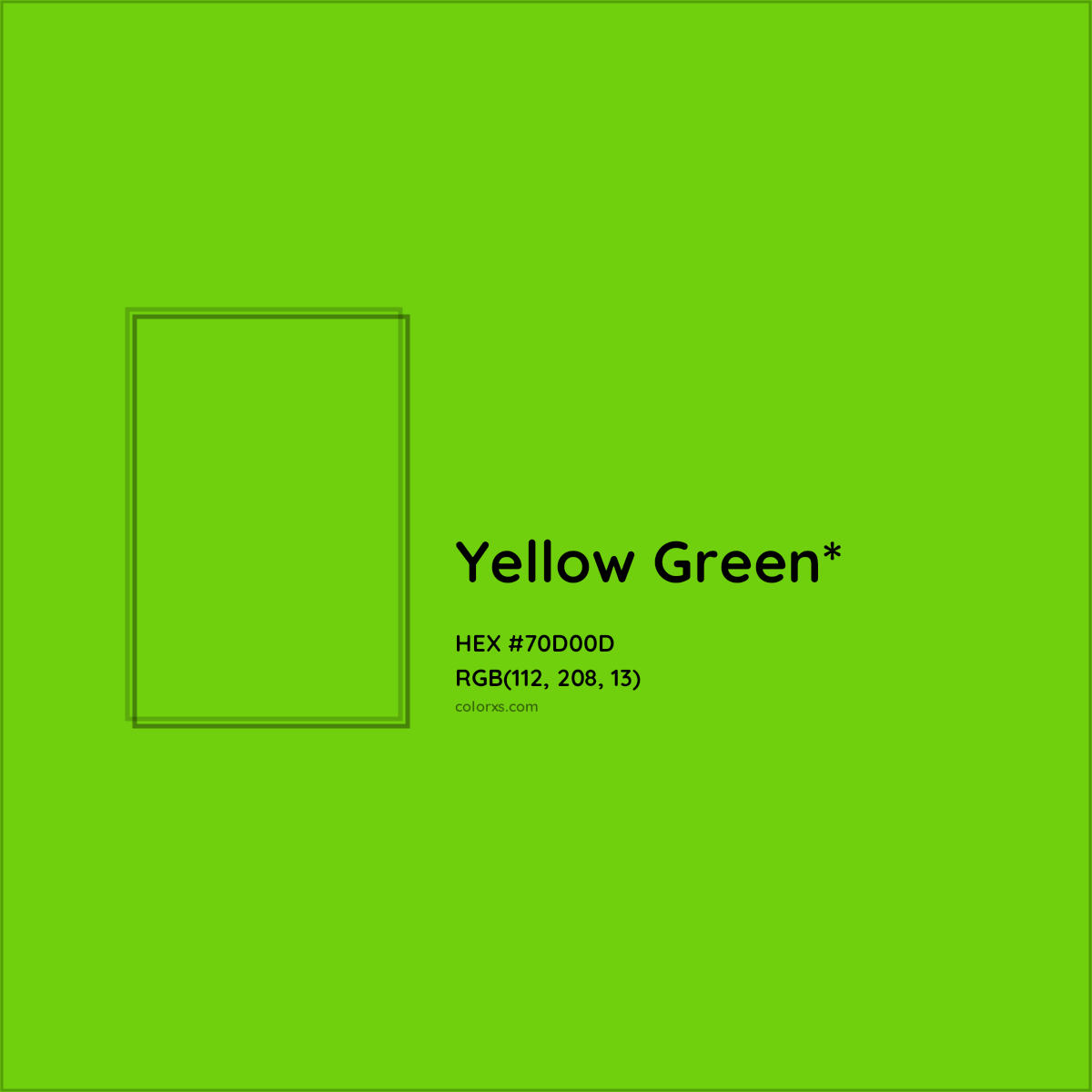 #70D00D hex color. RGB, RYB, CMYK, HSL, HSV codes and color conversions. Matching color names, palettes, paints.