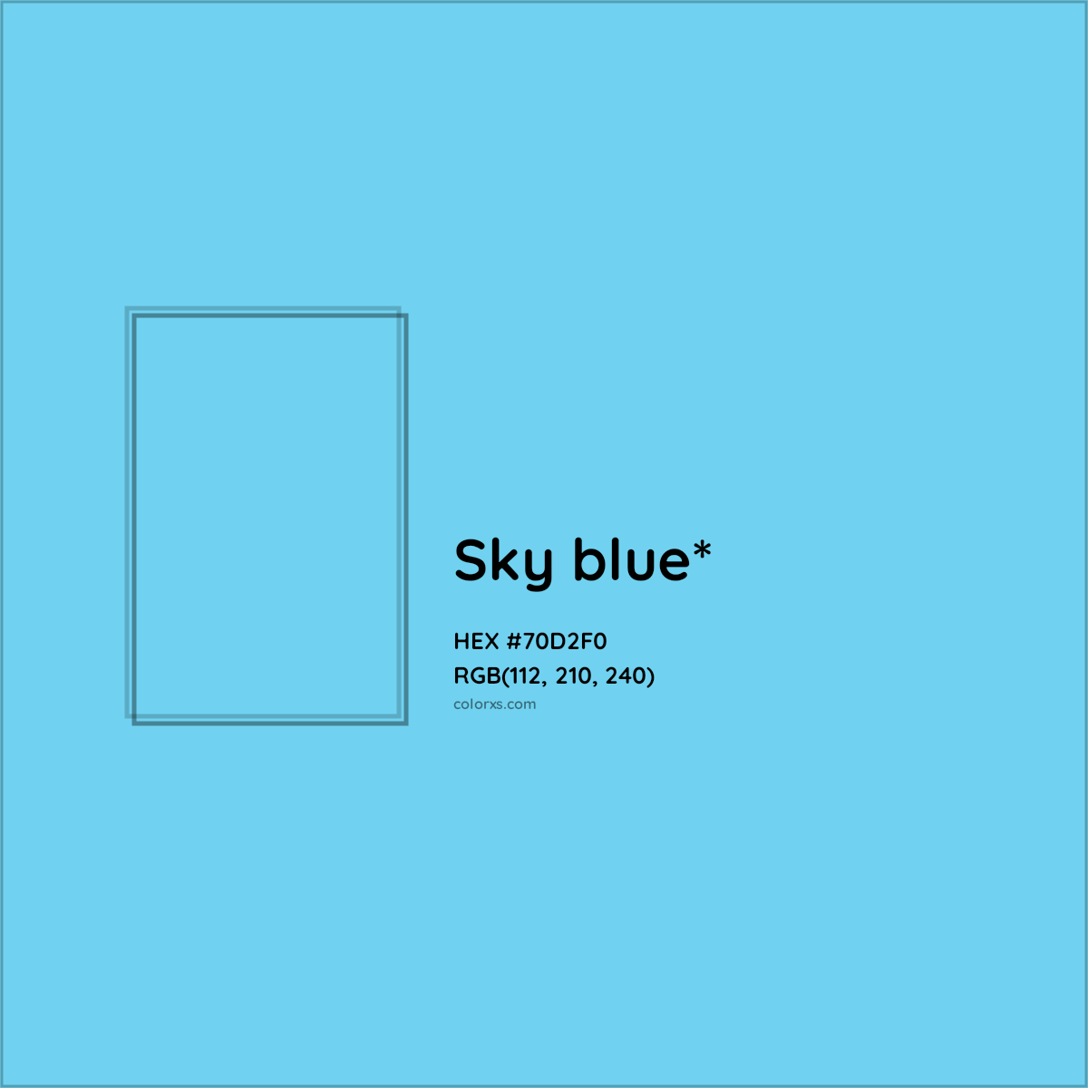 #70D2F0 hex color. RGB, RYB, CMYK, HSL, HSV codes and color conversions. Matching color names, palettes, paints.