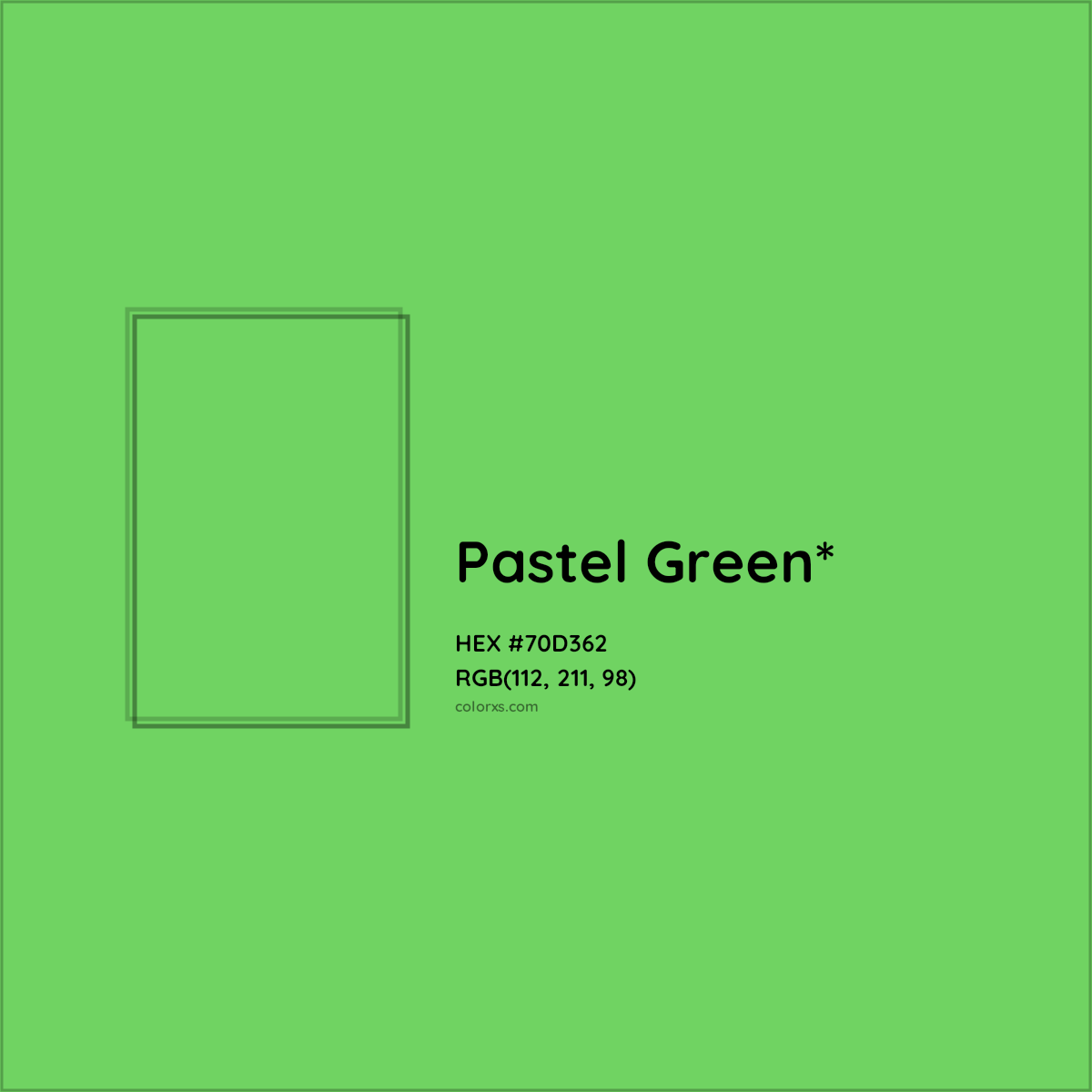 #70D362 hex color. RGB, RYB, CMYK, HSL, HSV codes and color conversions. Matching color names, palettes, paints.