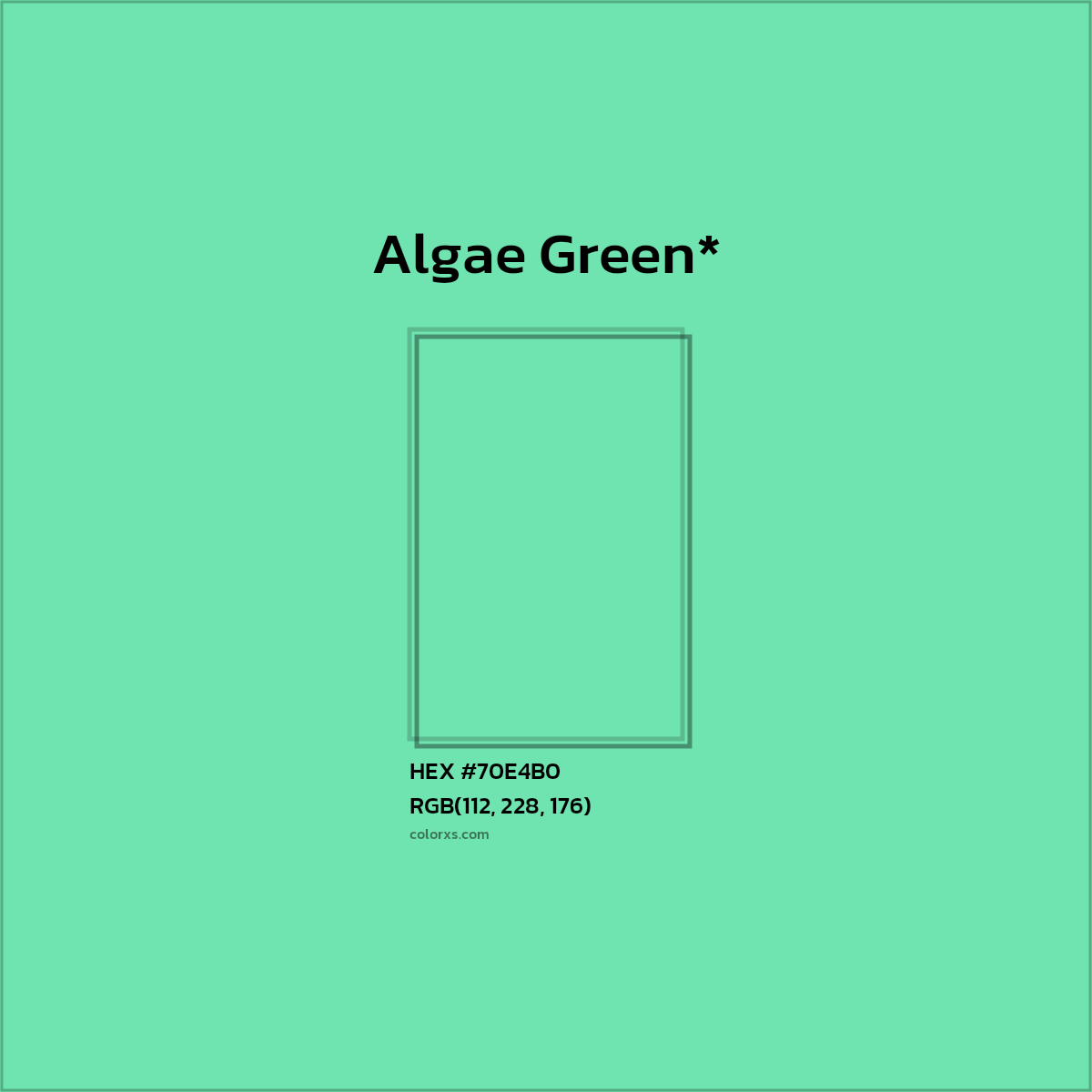 #70E4B0 hex color. RGB, RYB, CMYK, HSL, HSV codes and color conversions. Matching color names, palettes, paints.