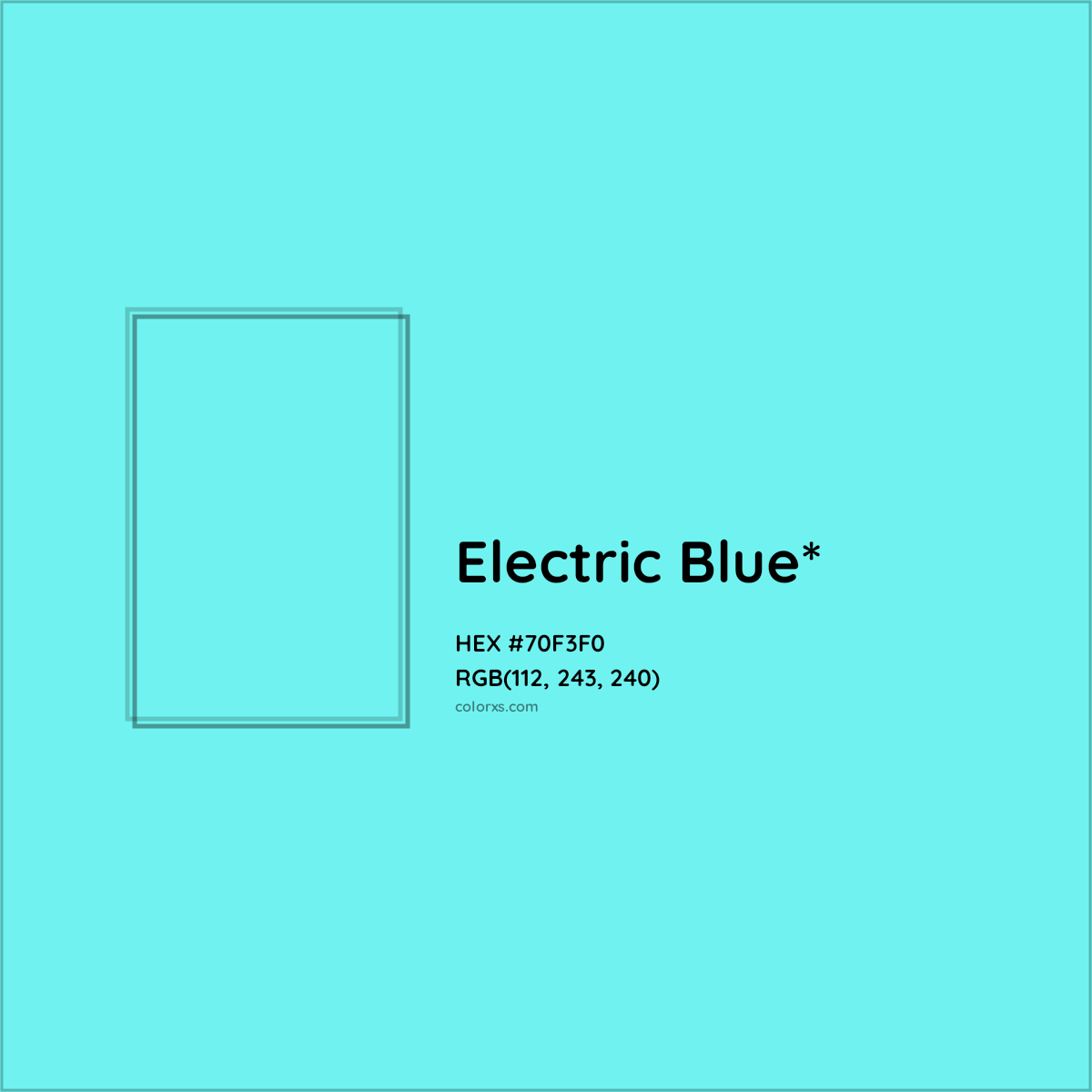 #70F3F0 hex color. RGB, RYB, CMYK, HSL, HSV codes and color conversions. Matching color names, palettes, paints.