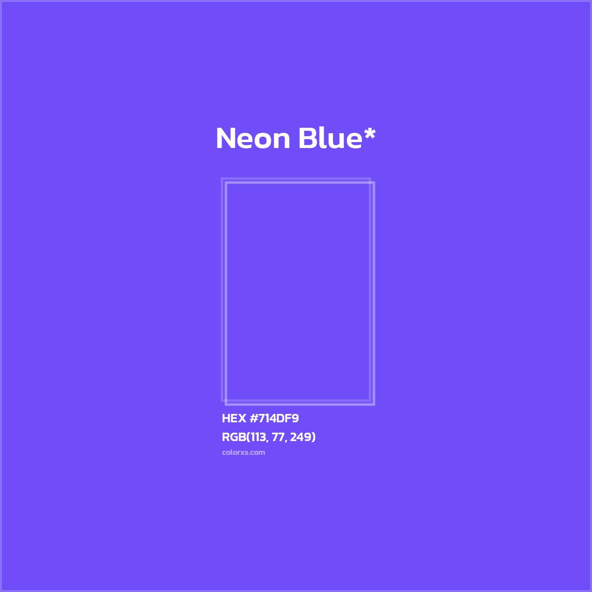 #714DF9 hex color. RGB, RYB, CMYK, HSL, HSV codes and color conversions. Matching color names, palettes, paints.