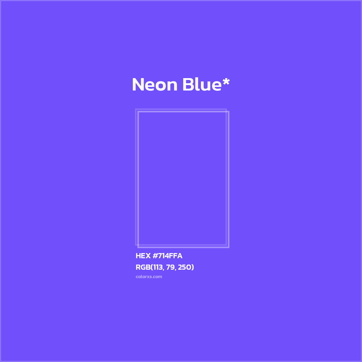 #714FFA hex color. RGB, RYB, CMYK, HSL, HSV codes and color conversions. Matching color names, palettes, paints.