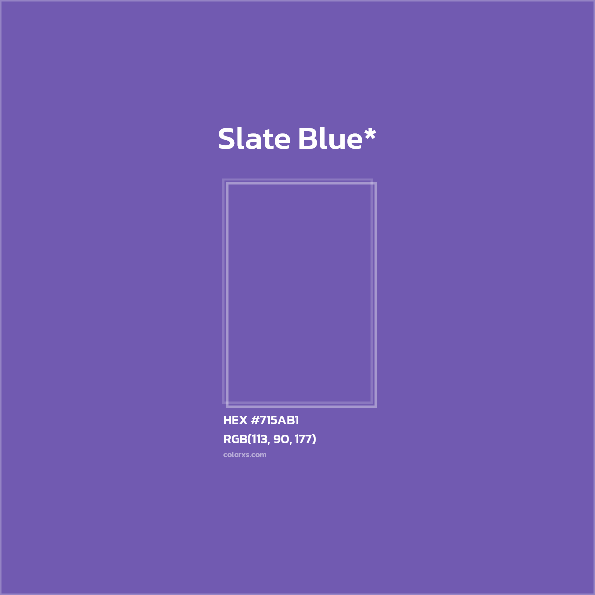 #715AB1 hex color. RGB, RYB, CMYK, HSL, HSV codes and color conversions. Matching color names, palettes, paints.