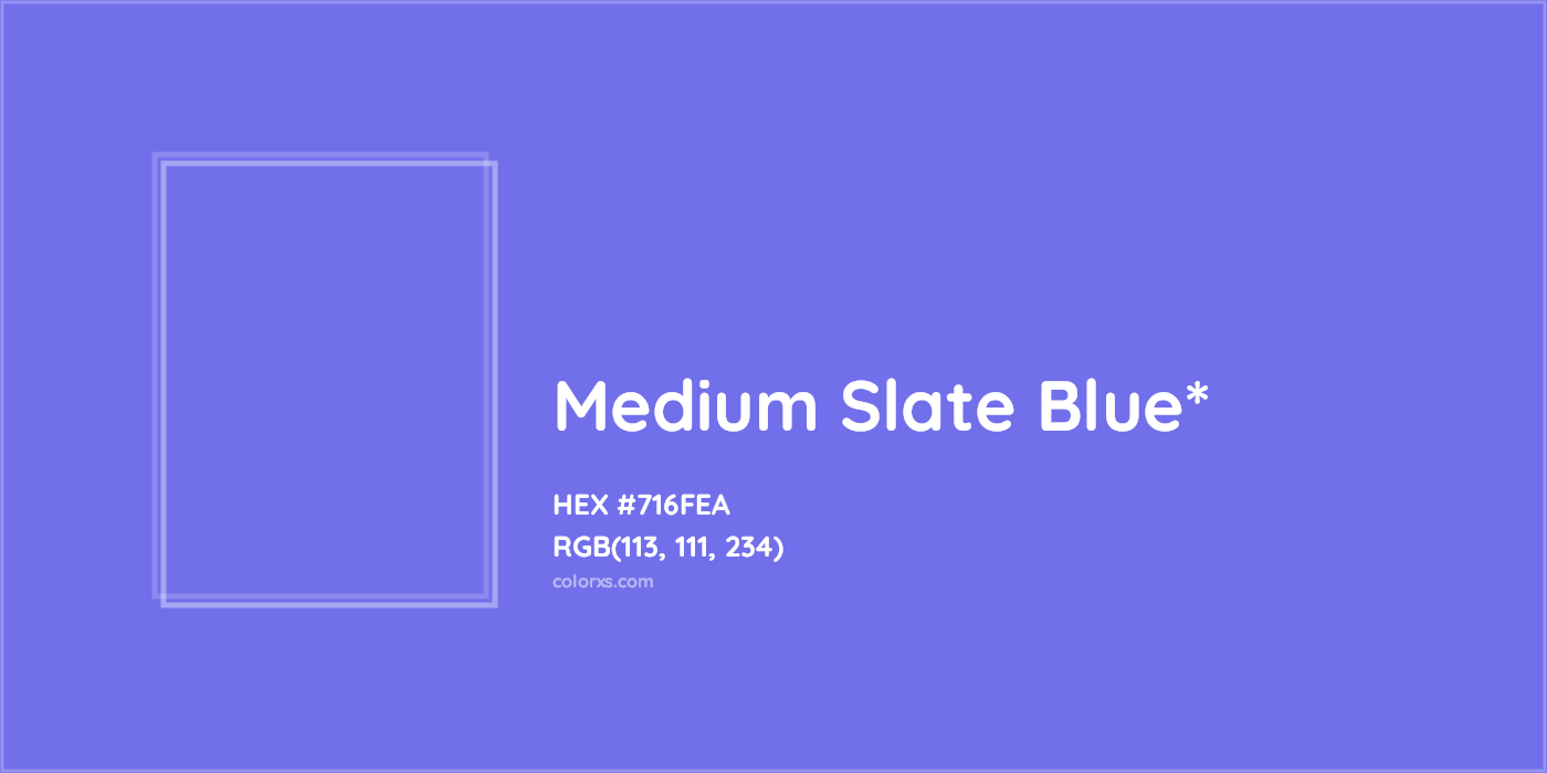 #716FEA hex color. RGB, RYB, CMYK, HSL, HSV codes and color conversions. Matching color names, palettes, paints.