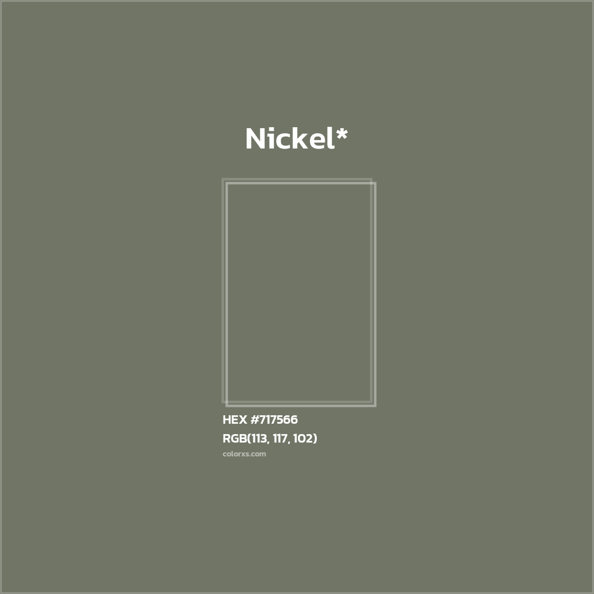 #717566 hex color. RGB, RYB, CMYK, HSL, HSV codes and color conversions. Matching color names, palettes, paints.