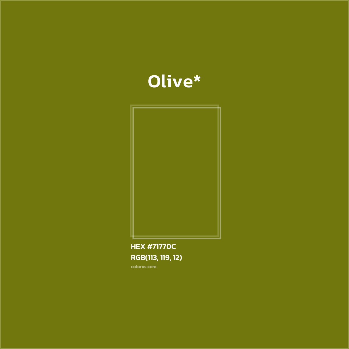 #71770C hex color. RGB, RYB, CMYK, HSL, HSV codes and color conversions. Matching color names, palettes, paints.
