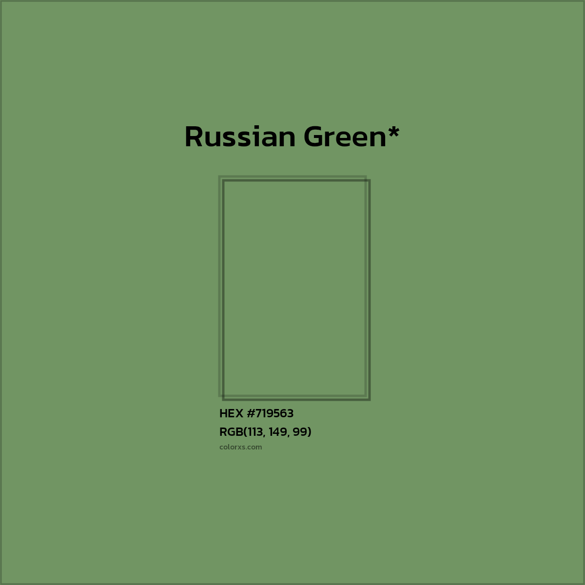 #719563 hex color. RGB, RYB, CMYK, HSL, HSV codes and color conversions. Matching color names, palettes, paints.