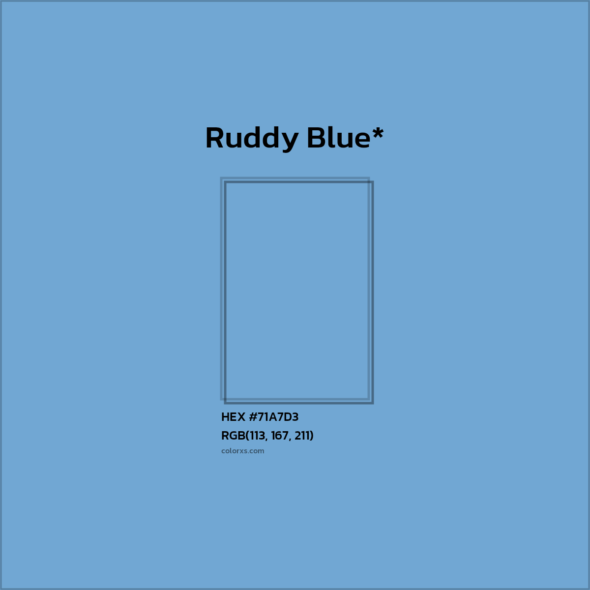 #71A7D3 hex color. RGB, RYB, CMYK, HSL, HSV codes and color conversions. Matching color names, palettes, paints.