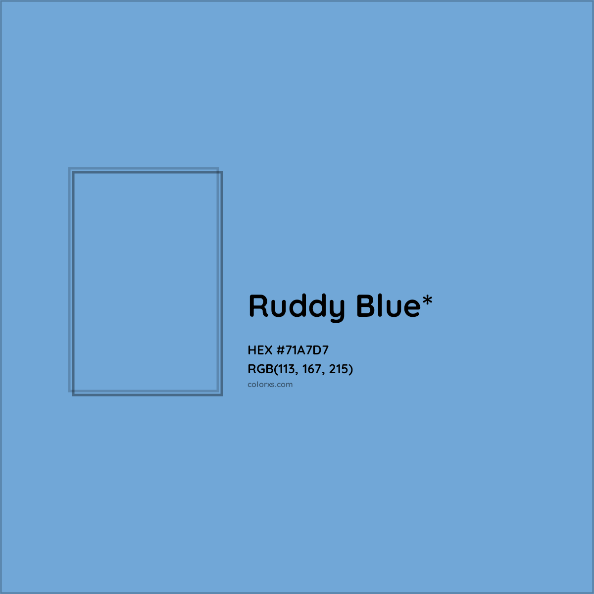 #71A7D7 hex color. RGB, RYB, CMYK, HSL, HSV codes and color conversions. Matching color names, palettes, paints.