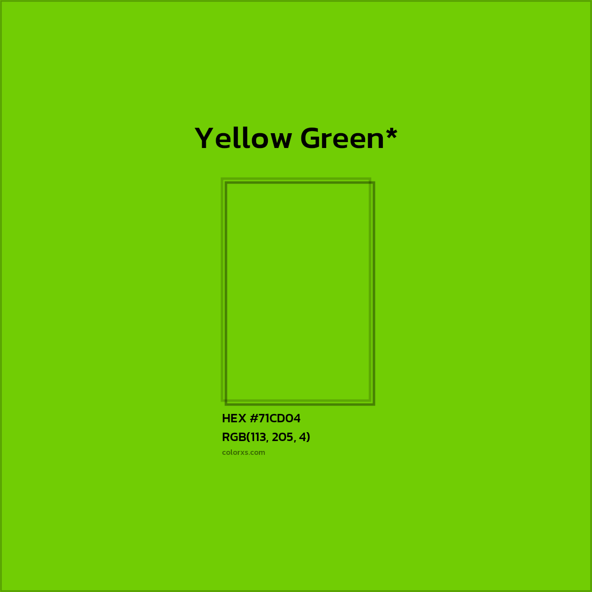 #71CD04 hex color. RGB, RYB, CMYK, HSL, HSV codes and color conversions. Matching color names, palettes, paints.