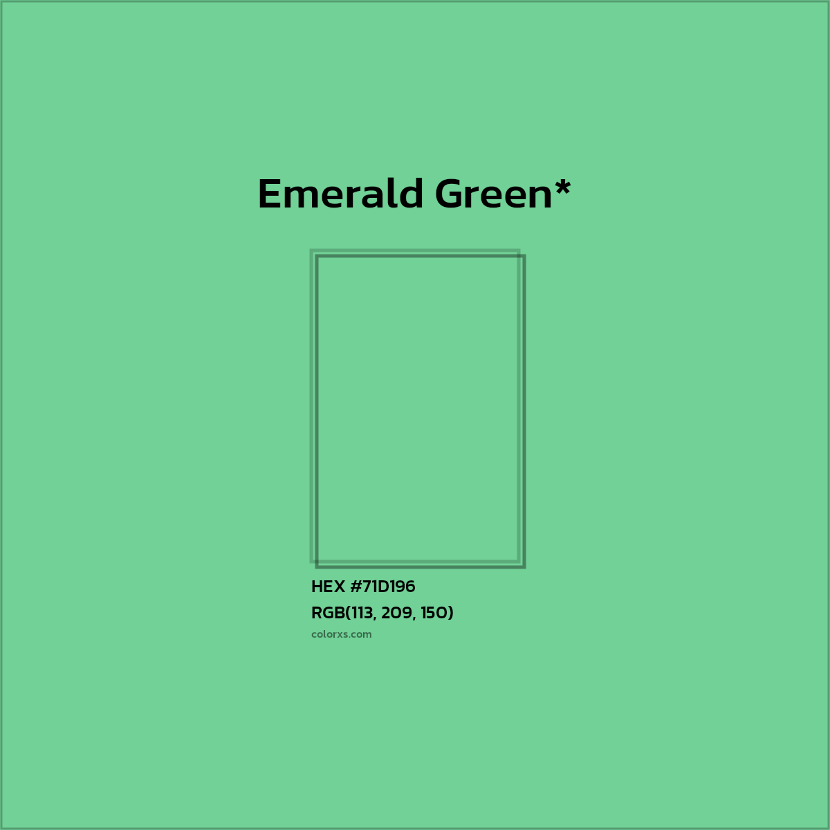 #71D196 hex color. RGB, RYB, CMYK, HSL, HSV codes and color conversions. Matching color names, palettes, paints.