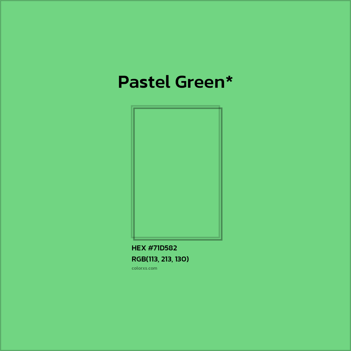#71D582 hex color. RGB, RYB, CMYK, HSL, HSV codes and color conversions. Matching color names, palettes, paints.