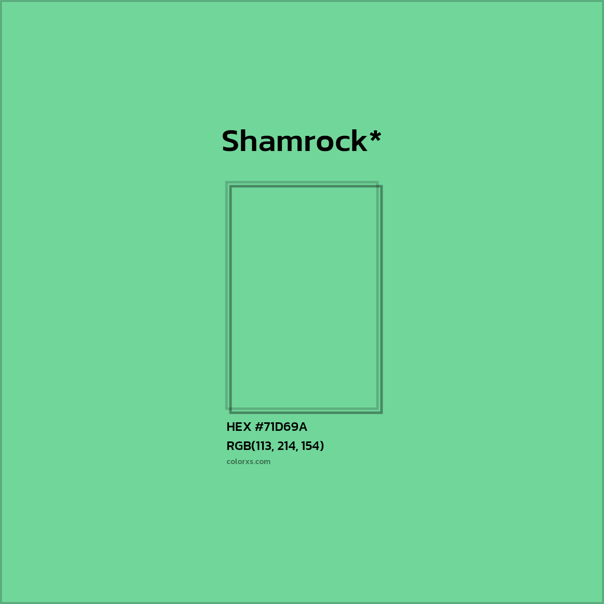 #71D69A hex color. RGB, RYB, CMYK, HSL, HSV codes and color conversions. Matching color names, palettes, paints.