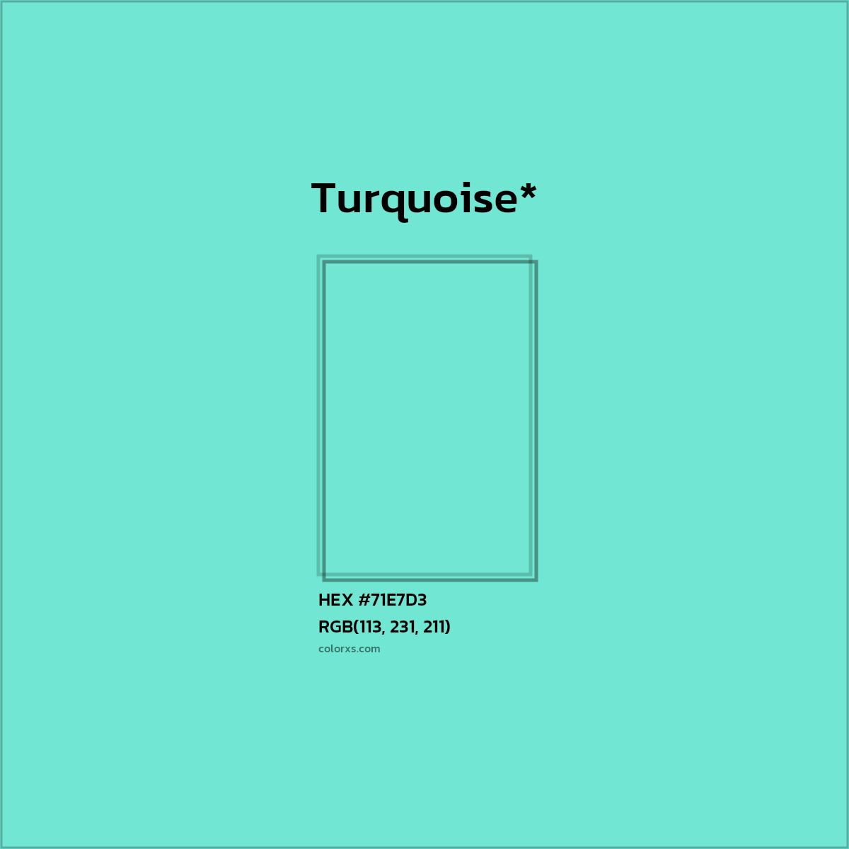#71E7D3 hex color. RGB, RYB, CMYK, HSL, HSV codes and color conversions. Matching color names, palettes, paints.