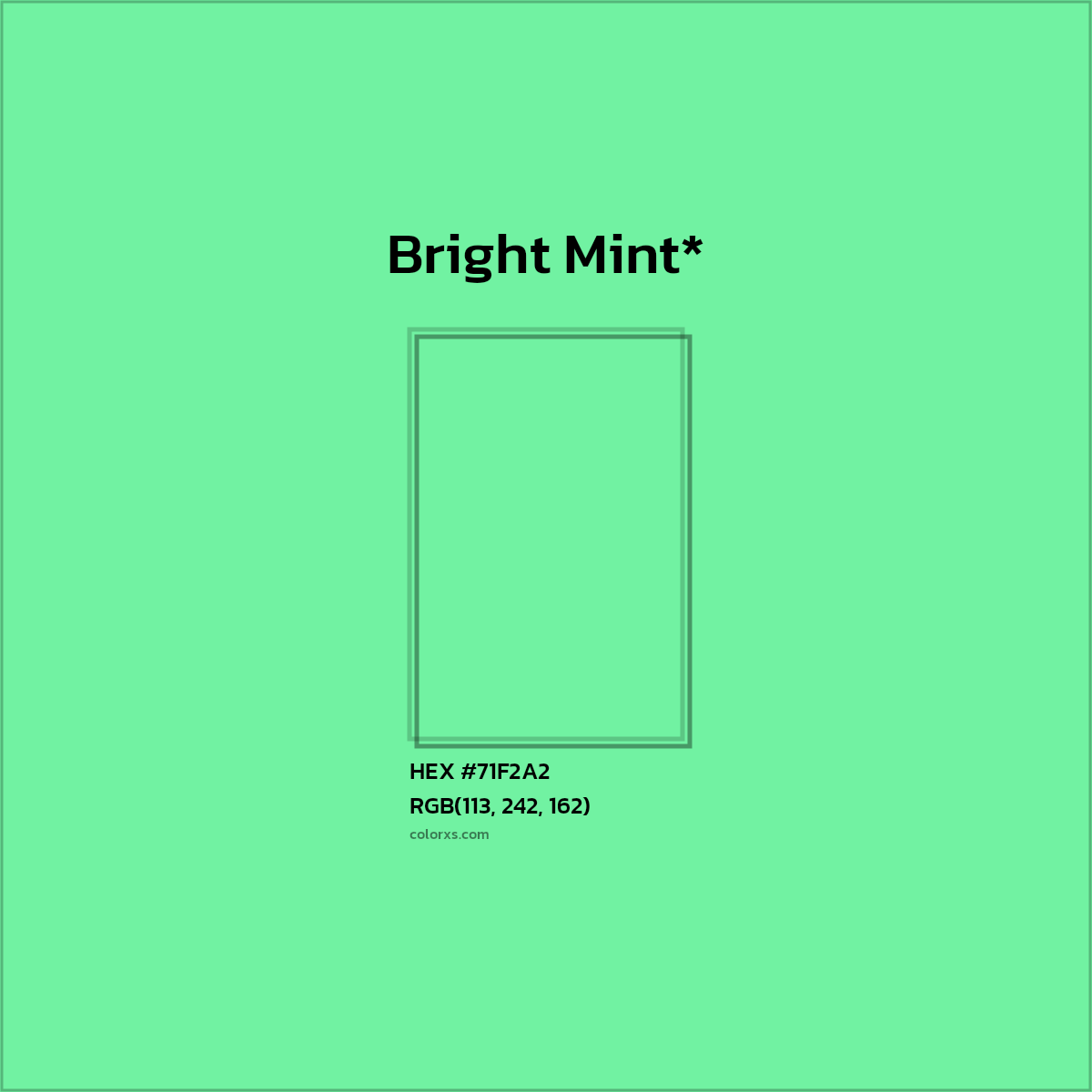 #71F2A2 hex color. RGB, RYB, CMYK, HSL, HSV codes and color conversions. Matching color names, palettes, paints.