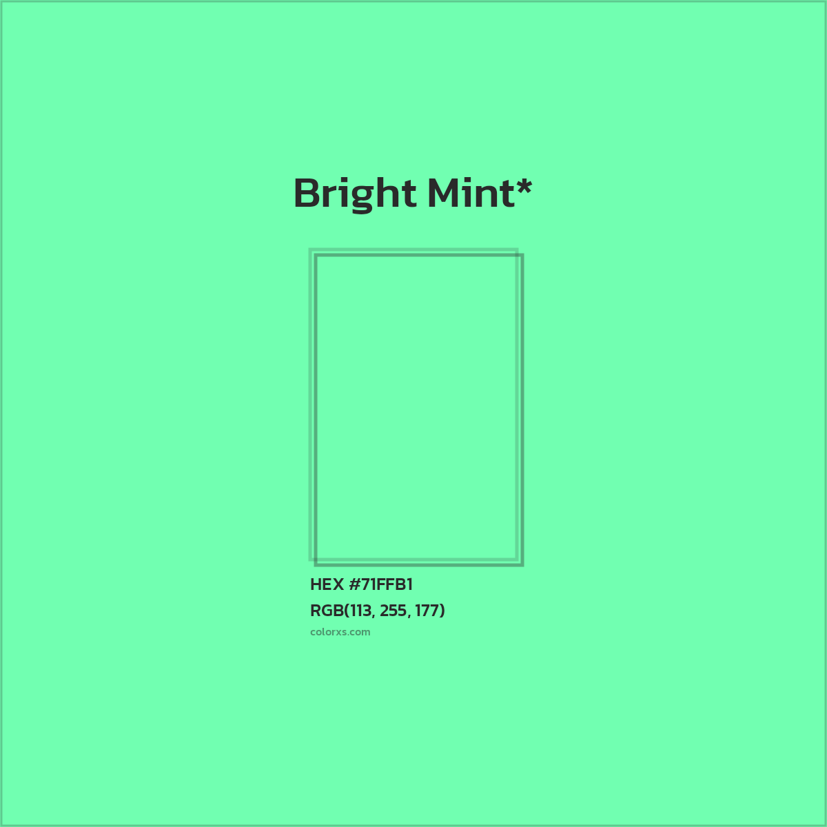 #71FFB1 hex color. RGB, RYB, CMYK, HSL, HSV codes and color conversions. Matching color names, palettes, paints.