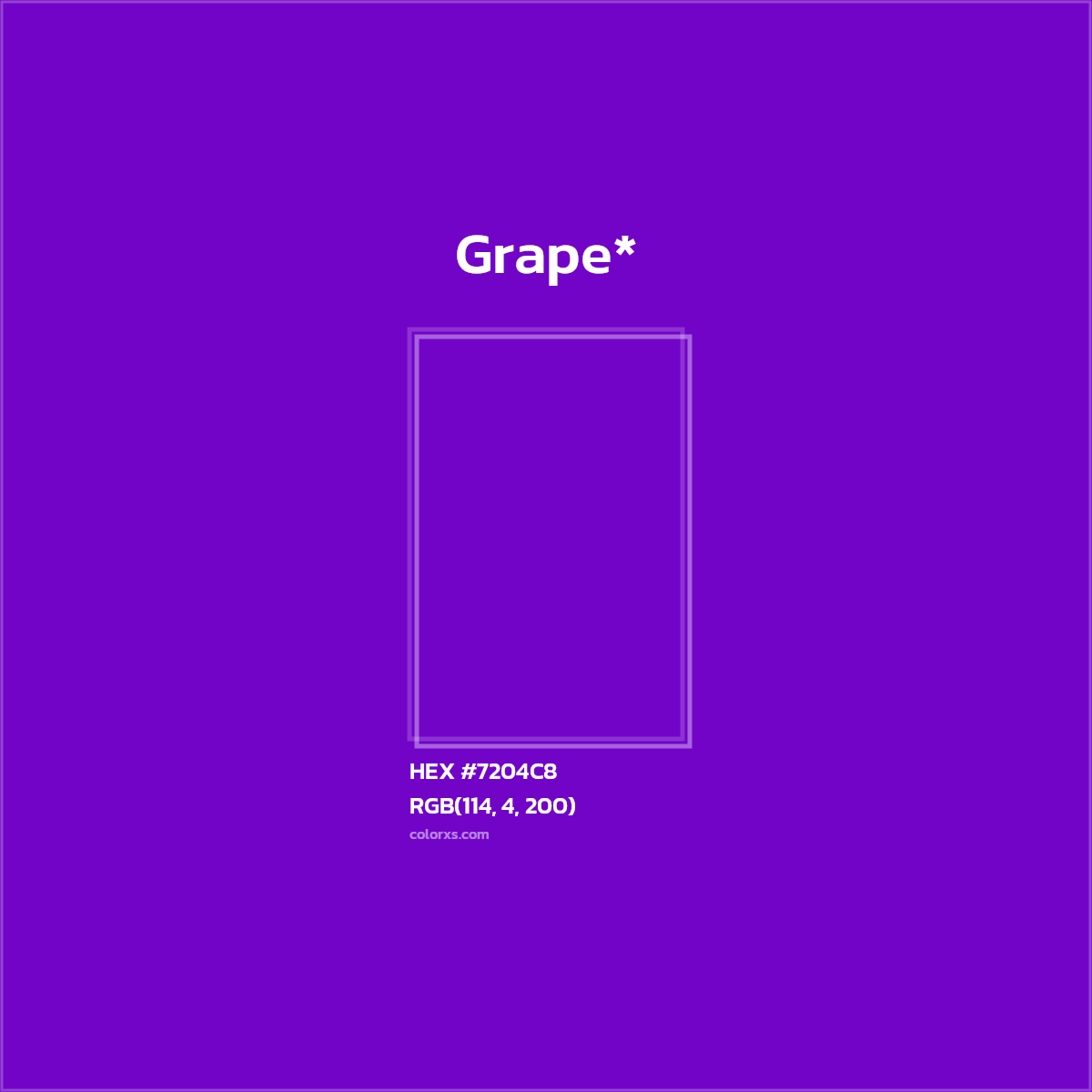 #7204C8 hex color. RGB, RYB, CMYK, HSL, HSV codes and color conversions. Matching color names, palettes, paints.