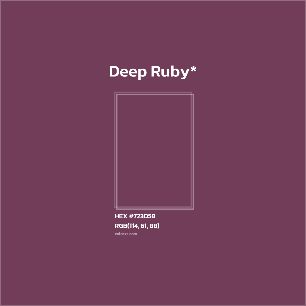 #723D58 hex color. RGB, RYB, CMYK, HSL, HSV codes and color conversions. Matching color names, palettes, paints.