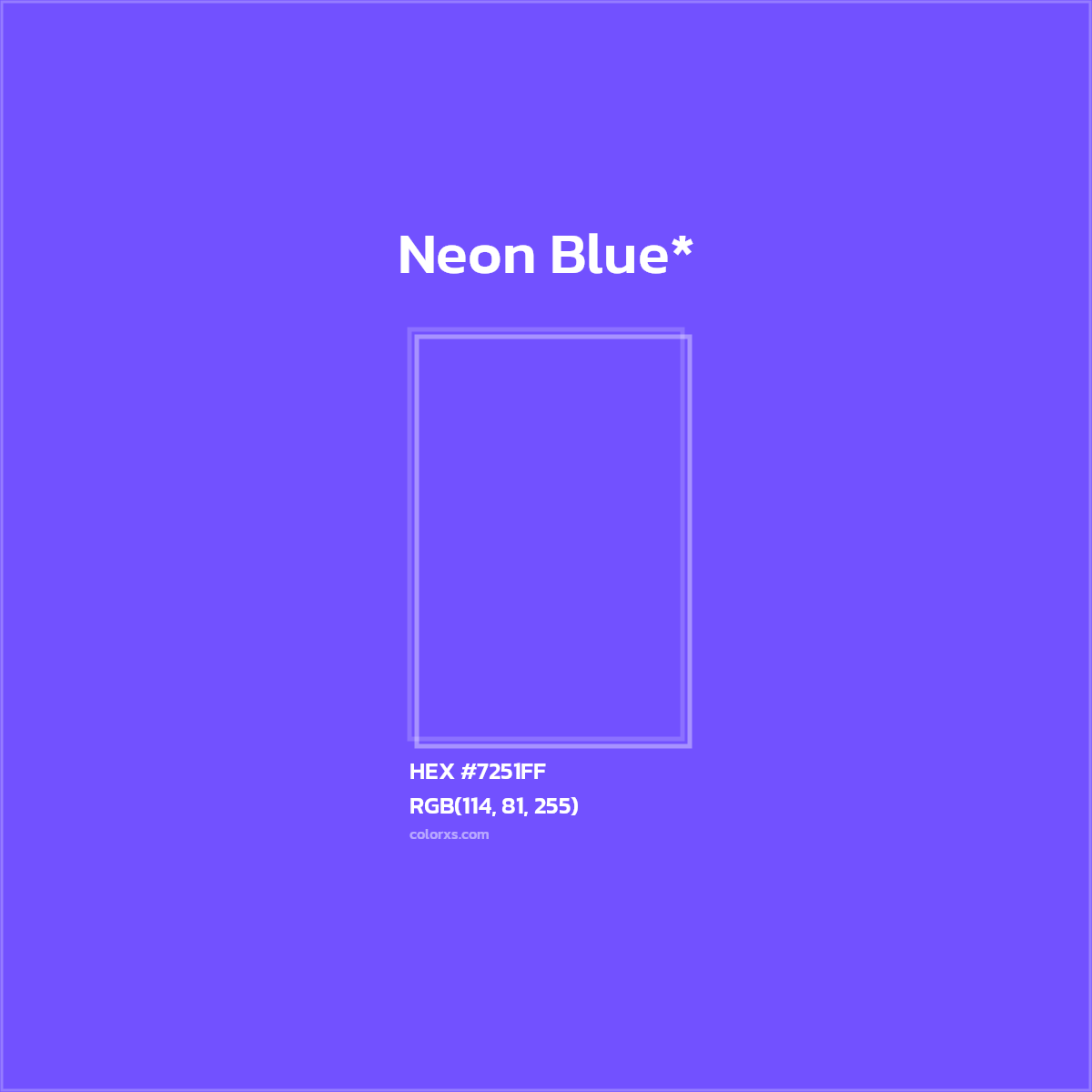 #7251FF hex color. RGB, RYB, CMYK, HSL, HSV codes and color conversions. Matching color names, palettes, paints.