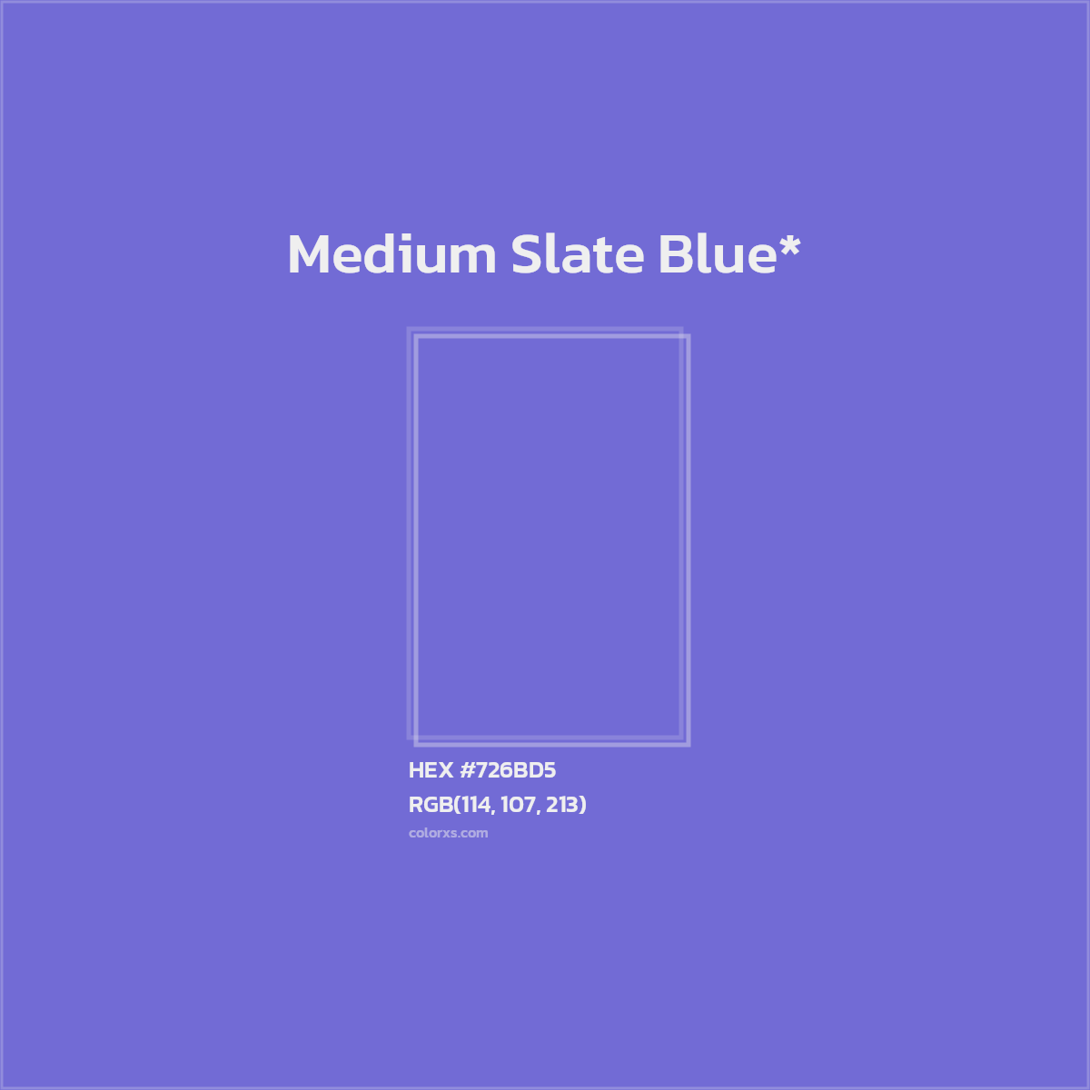#726BD5 hex color. RGB, RYB, CMYK, HSL, HSV codes and color conversions. Matching color names, palettes, paints.