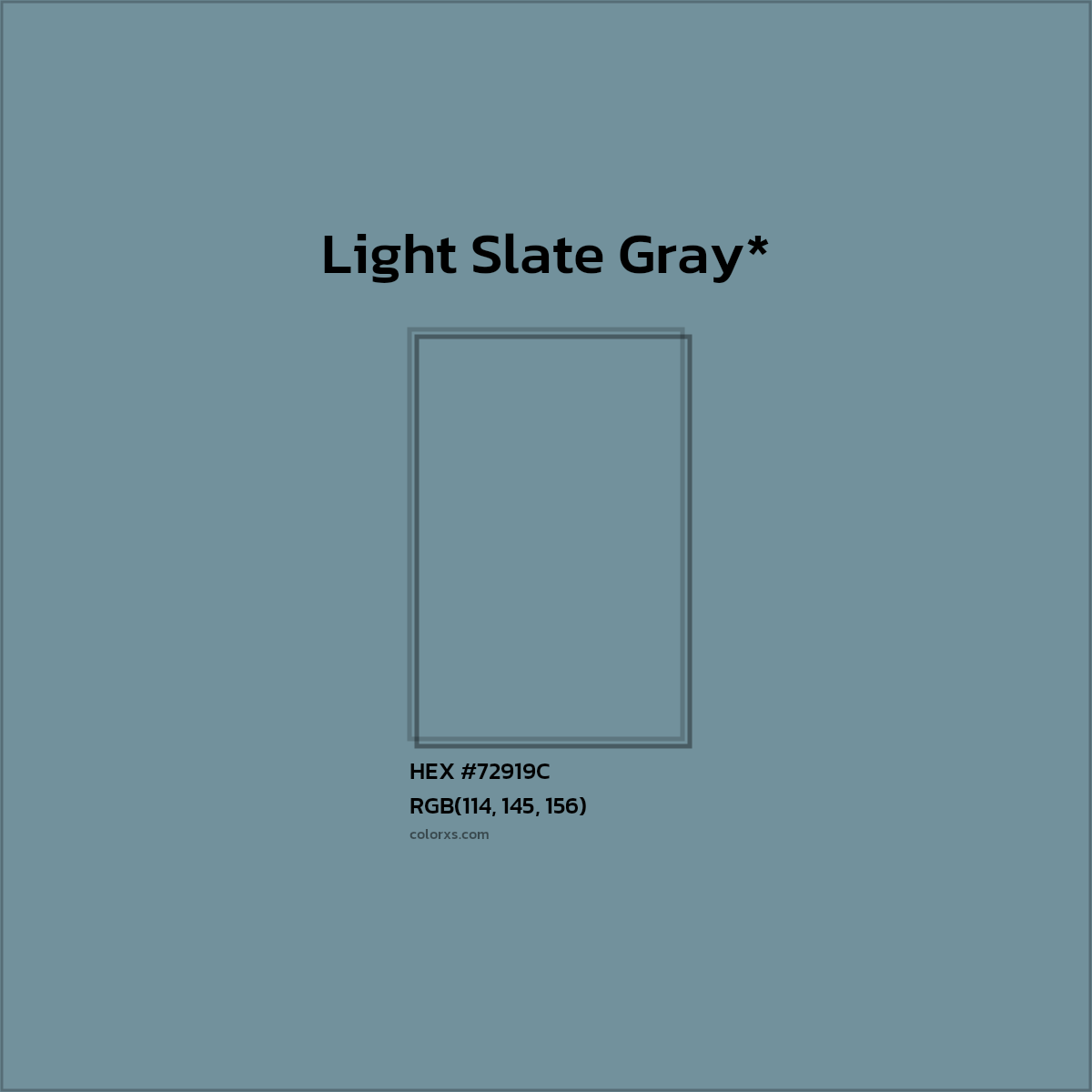 #72919C hex color. RGB, RYB, CMYK, HSL, HSV codes and color conversions. Matching color names, palettes, paints.