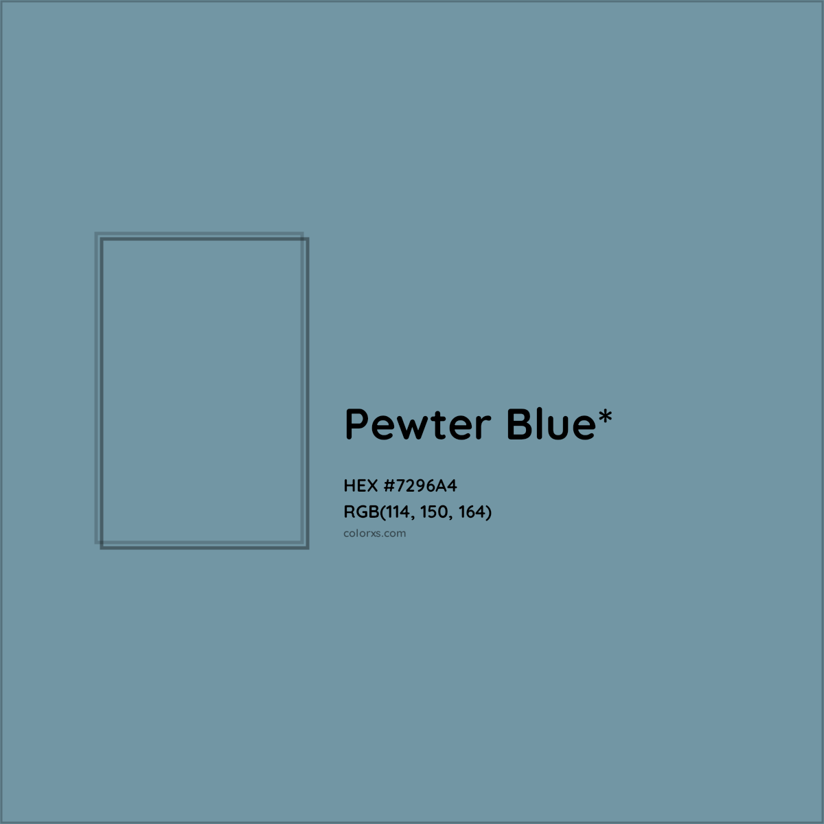 #7296A4 hex color. RGB, RYB, CMYK, HSL, HSV codes and color conversions. Matching color names, palettes, paints.