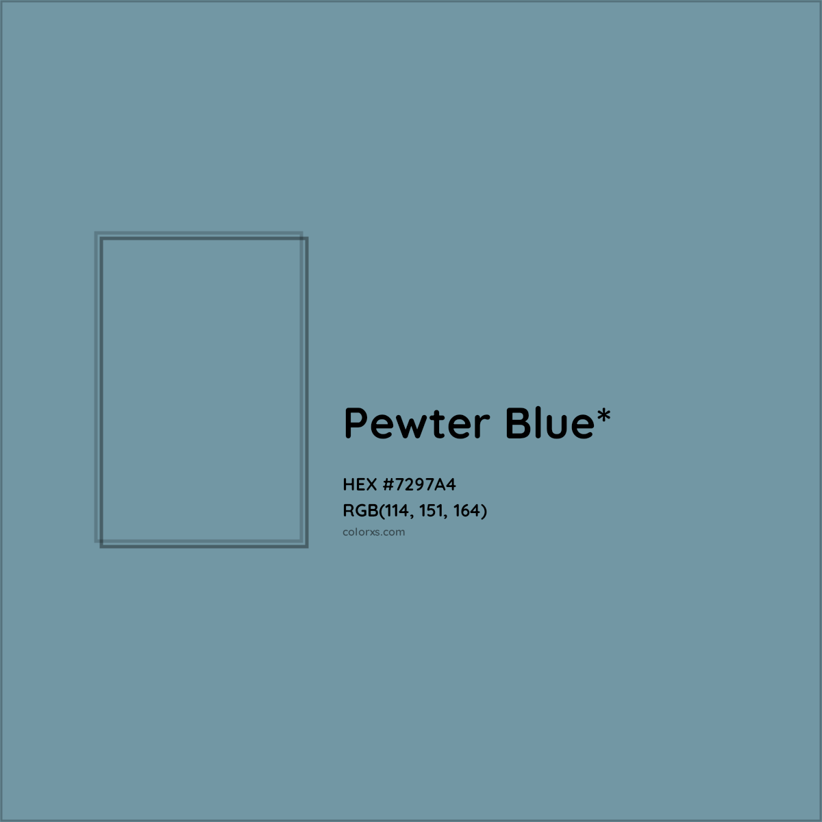 #7297A4 hex color. RGB, RYB, CMYK, HSL, HSV codes and color conversions. Matching color names, palettes, paints.