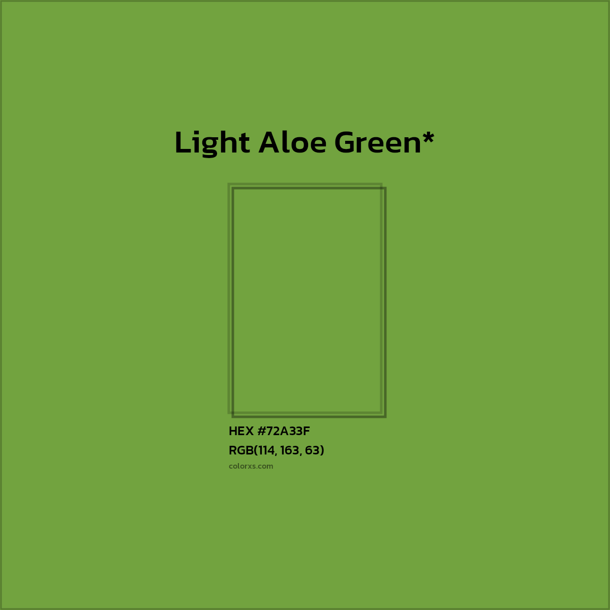 #72A33F hex color. RGB, RYB, CMYK, HSL, HSV codes and color conversions. Matching color names, palettes, paints.