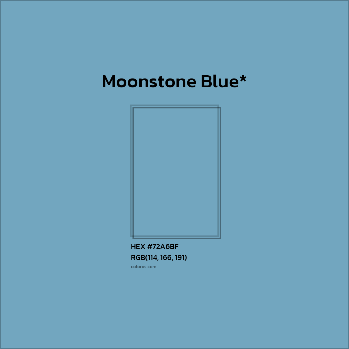 #72A6BF hex color. RGB, RYB, CMYK, HSL, HSV codes and color conversions. Matching color names, palettes, paints.