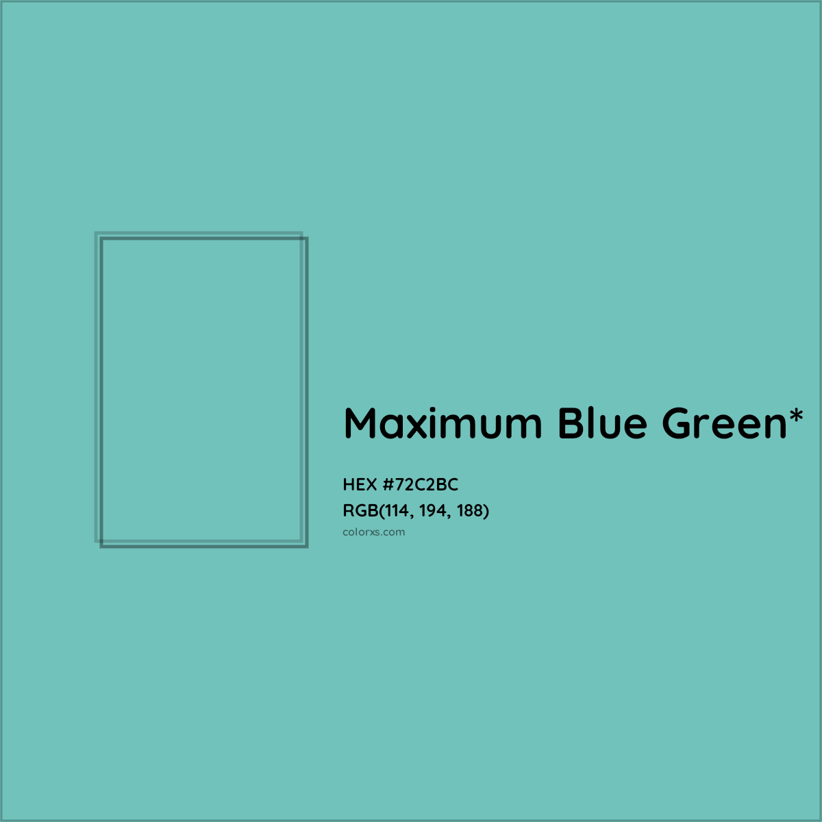 #72C2BC hex color. RGB, RYB, CMYK, HSL, HSV codes and color conversions. Matching color names, palettes, paints.