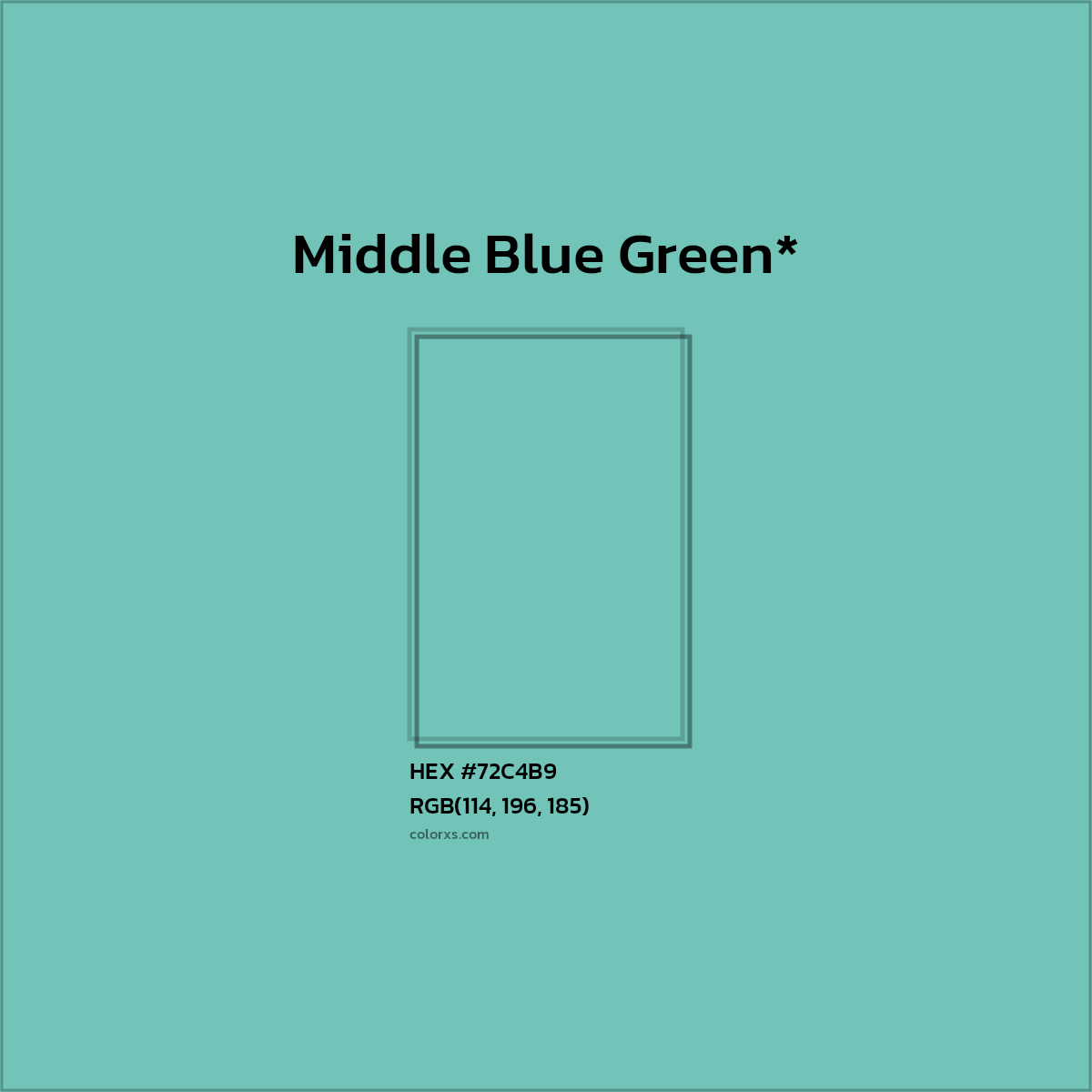 #72C4B9 hex color. RGB, RYB, CMYK, HSL, HSV codes and color conversions. Matching color names, palettes, paints.