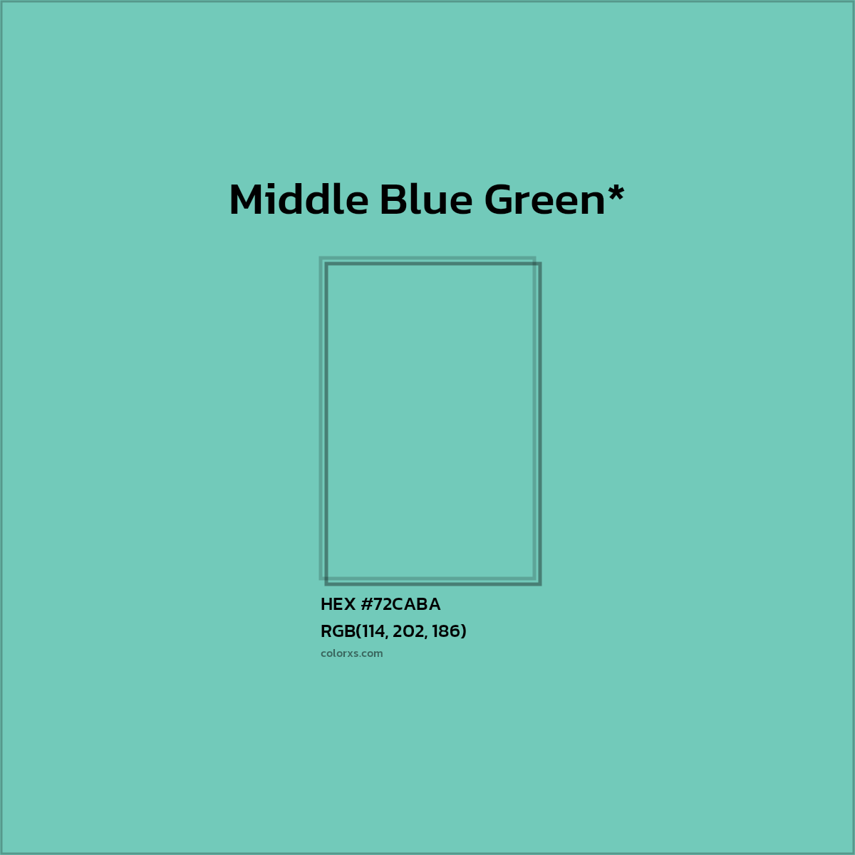 #72CABA hex color. RGB, RYB, CMYK, HSL, HSV codes and color conversions. Matching color names, palettes, paints.