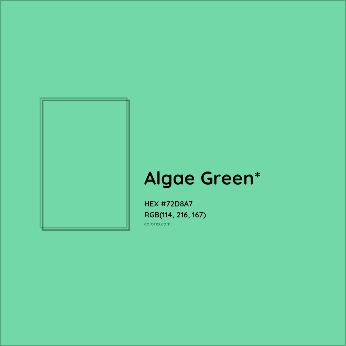 #72D8A7 hex color. RGB, RYB, CMYK, HSL, HSV codes and color conversions. Matching color names, palettes, paints.