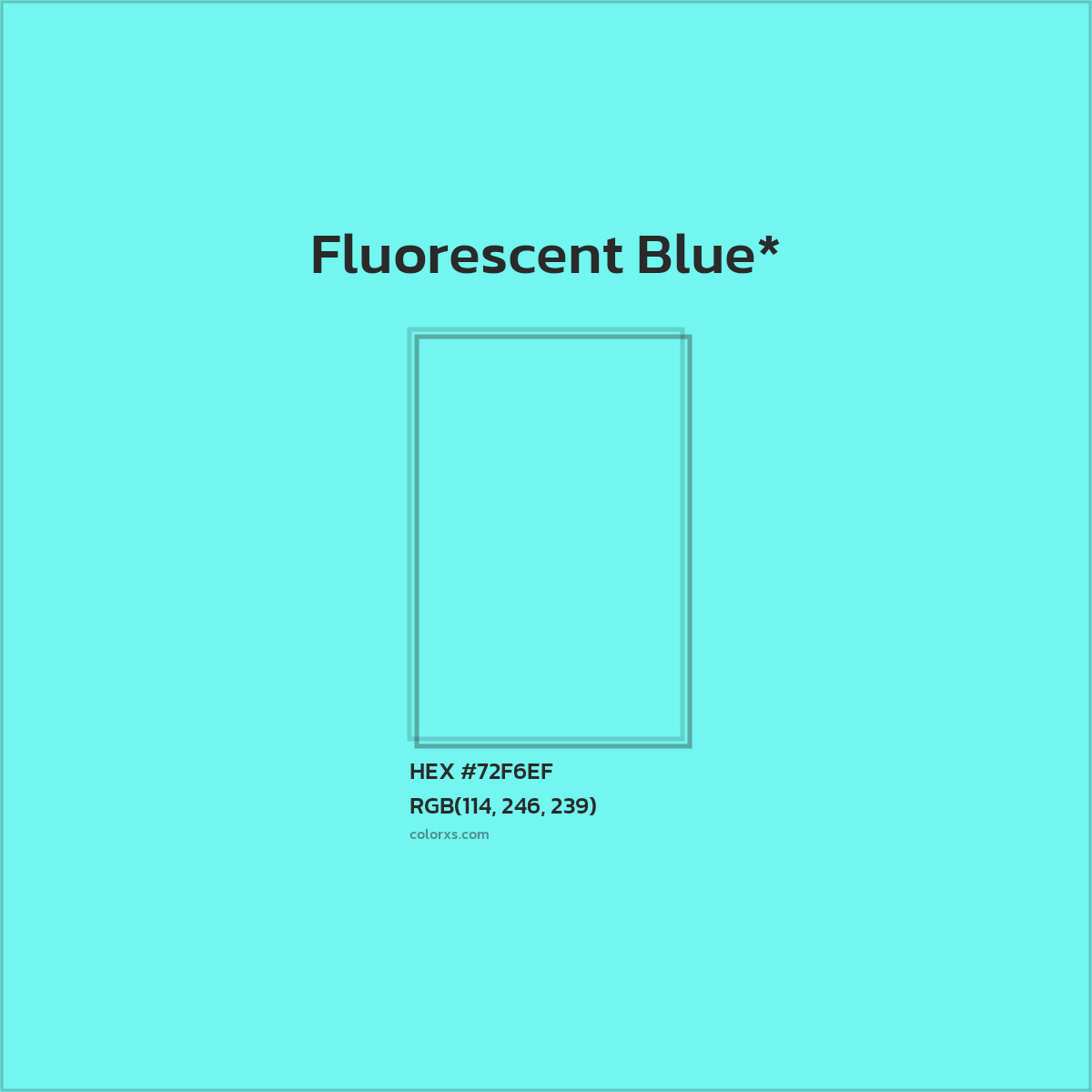 #72F6EF hex color. RGB, RYB, CMYK, HSL, HSV codes and color conversions. Matching color names, palettes, paints.