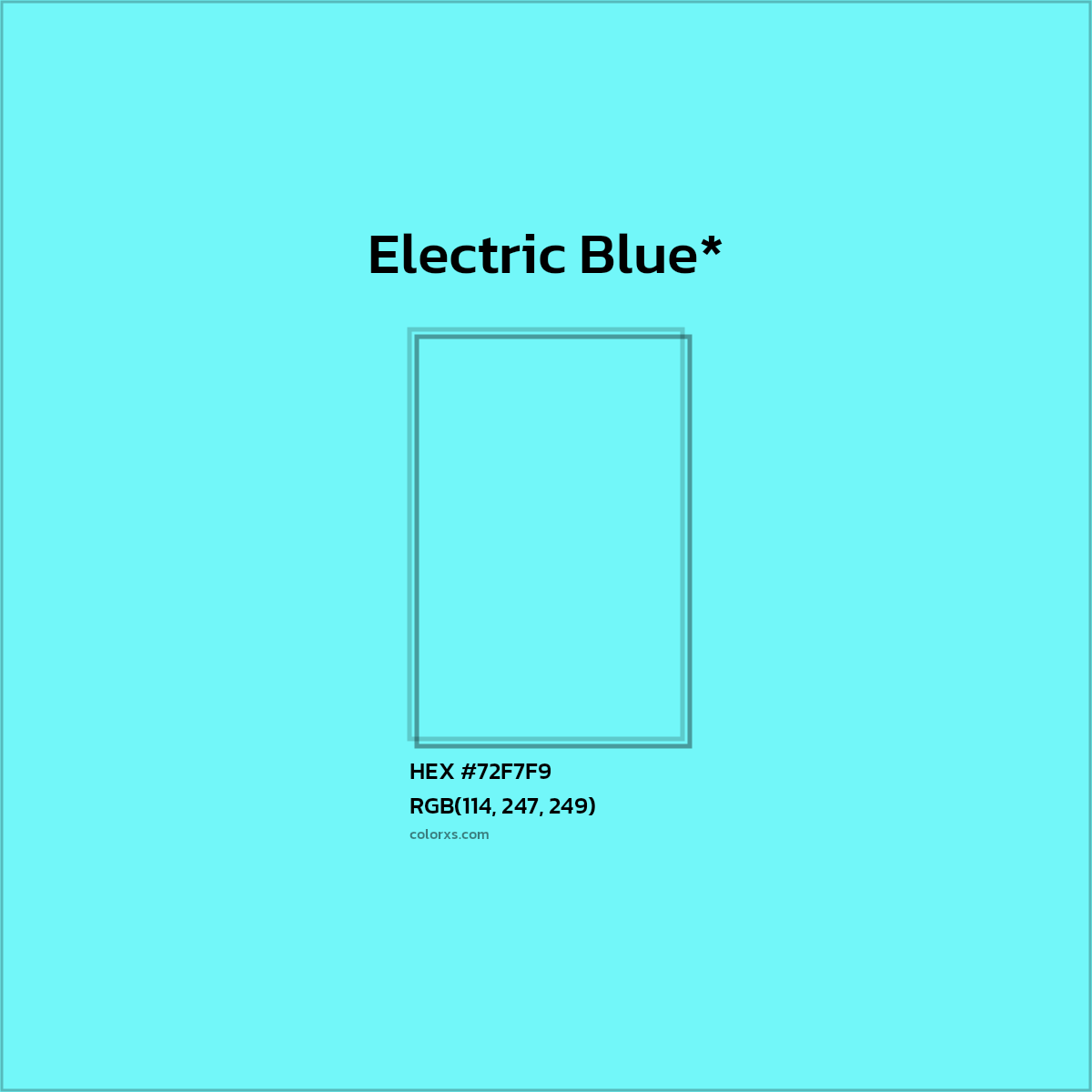 #72F7F9 hex color. RGB, RYB, CMYK, HSL, HSV codes and color conversions. Matching color names, palettes, paints.