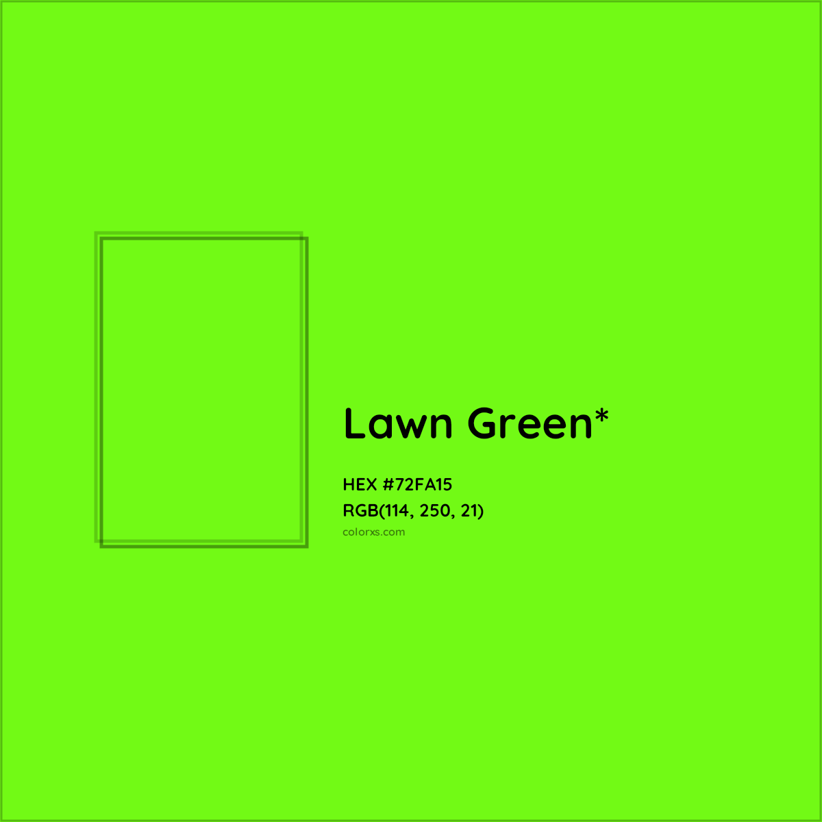 #72FA15 hex color. RGB, RYB, CMYK, HSL, HSV codes and color conversions. Matching color names, palettes, paints.