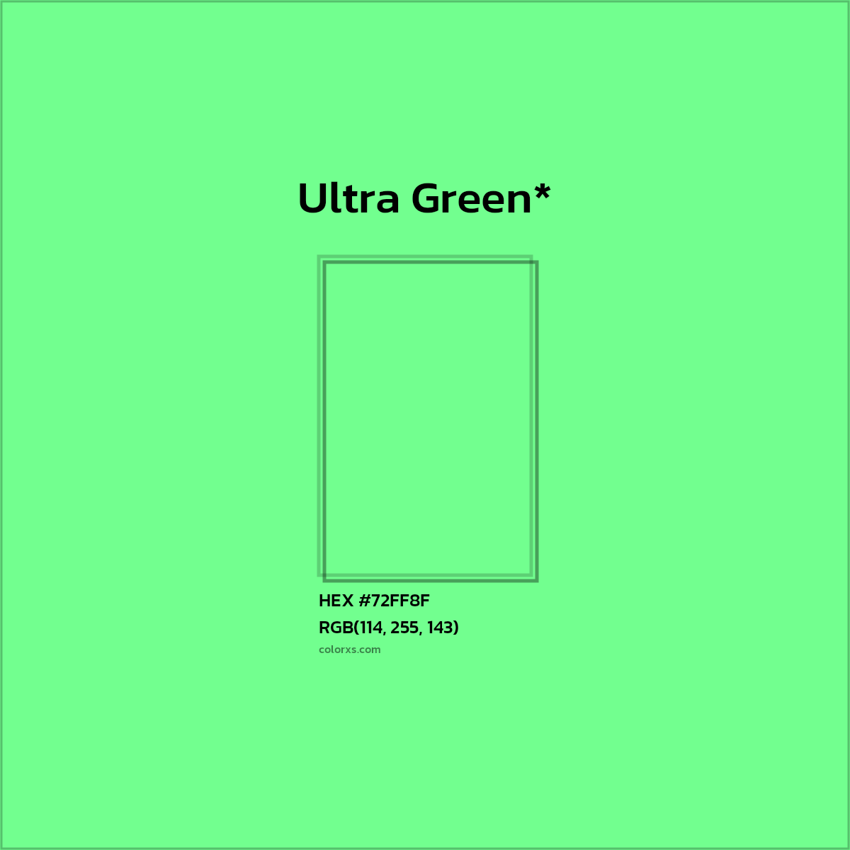 #72FF8F hex color. RGB, RYB, CMYK, HSL, HSV codes and color conversions. Matching color names, palettes, paints.